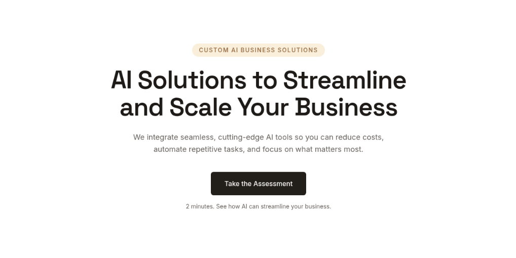 Custom AI Solutions website homepage