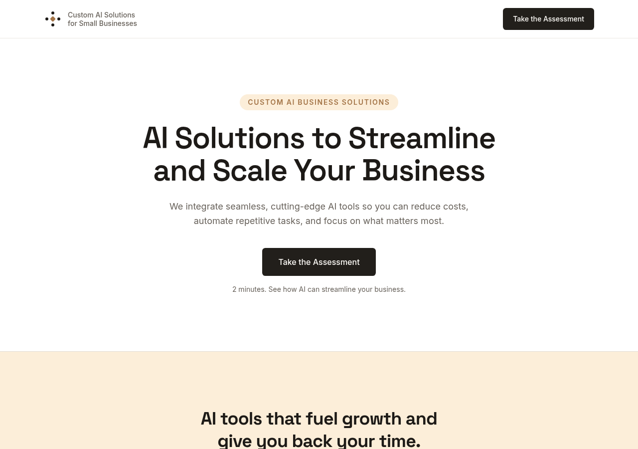 Custom AI Solutions website homepage